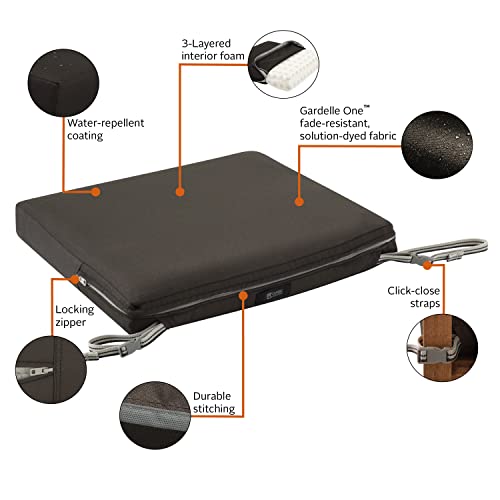 Classic Accessories Ravenna Water-Resistant 17 x 15 x 2 Inch Patio Seat Cushion, Espresso - color: Espresso, size: 17"W x 15"D x 2"Thick