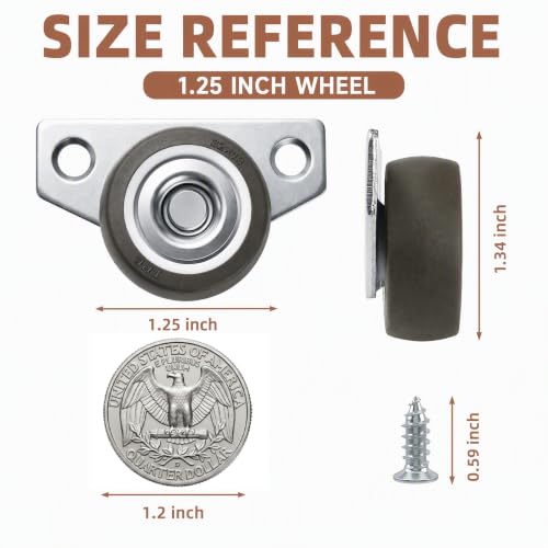WRINGKIT 20 Pack Small Side Mount Caster Wheels, Silent Smooth Motion