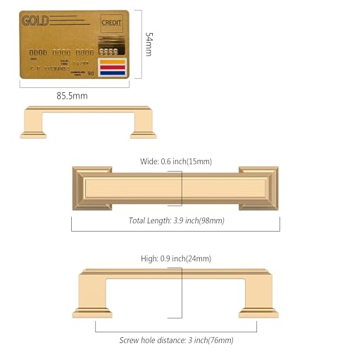 Amerdeco 10 Pack Brushed Brass Cabinet Pulls 3" - color: Brushed Brass, size: 3" hole center, style: 10 Pack