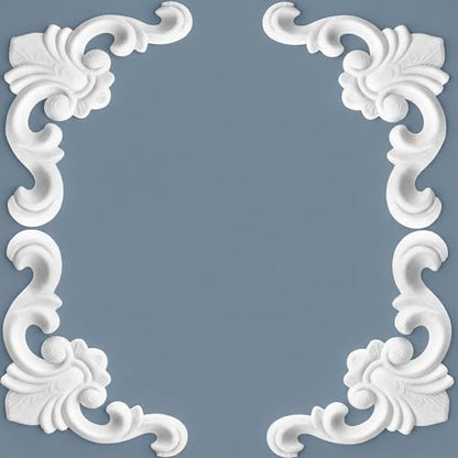 4 Pcs PVC Decorative Corner Onlay Appliques White Baroque Molding 3.1 x 3.1 inches Elegant Unpainted Wall Trim for Furniture Cabinet Door DIY Home Decor - style: Baroque