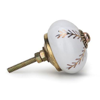 Craft Trade Decorative Ceramic Cabinet & Drawer Knobs – Kitchen Cabinet Hardware, Wardrobe, Cupboard & Dresser Pull Handles – Handmade Furniture Knobs (Off White, Set of 30) - color: Gold, style: 30