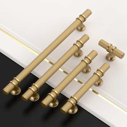Amerdeco 10 Pack Knurled Champagne Bronze Cabinet Pulls 5 Inch Hole Center Kitchen Cabinet Handles for Drawer, Cupboard and Wardrobe - color: Champagne Bronze, size: 5"/128MM Hole Center, style: 10 Pack