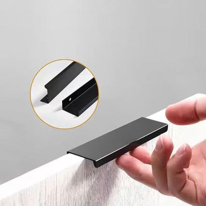 10 Pack Cabinet Handle Hidden Black Drawer Edge Pulls, Modern Style Dressing Table Wardrobe Kitchen Wall Cabinet Finger Edge Handle (Black, Length 15.7"/Hole Distance 10") - size: Length 15.7"/Hole Distance 10"