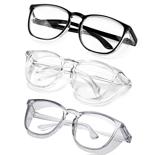 SQIMZAR Safety Glasses Goggles For Women Nurses Protective Eyewear,Anti Fog Safety Goggles - color: Grey+black+clear