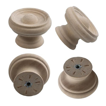 12Pcs 1.5" Round Wooden Drawer Knobs, Unfinished Mushroom Shape Cabinet Pulls Handles, Natural Wood Dresser Knobs for Kitchen Cupboard Furniture Wardrobe - color: Wood