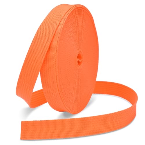 CooBigo 12 Yards Webbing 3/4" & 1" & 1.5" & 2" Polypropylene Webbing Strap 3/4 Inch 1 Inch 1.5 Inch 2 Inch Wide Webbing Strapping for Bags/Lawn Chair/Pool Solar Cover DIY Crafting - color: Orange, size: 3/4"