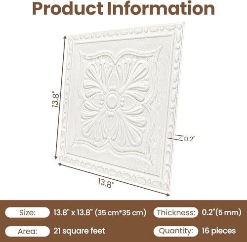 Ceiling Tiles Peel and Stick, 32 Pcs Ceiling Tiles Foam - color: Floral, size: 32 PCS