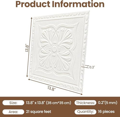 Ceiling Tiles Peel and Stick, 32 Pcs Ceiling Tiles Foam - color: Floral, size: 32 PCS