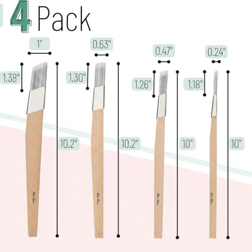 Bates- Detail Trim Paint Brushes, 4 Pack, 6/12/16/25mm, Angled Cutting-in Brushes with Wooden Handles & Synthetic Bristles for Precise Edging, Touch-Ups, Door Frames, Baseboards & Painting Projects