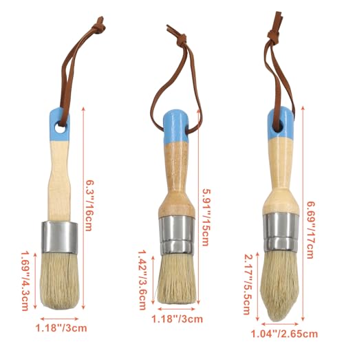 3 Pcs Chalk Paint Brush Set, Natural Bristle Brush for Makeover