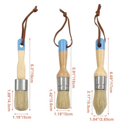 3 Pcs Chalk Paint Brush Set, Natural Bristle Brush for Makeover