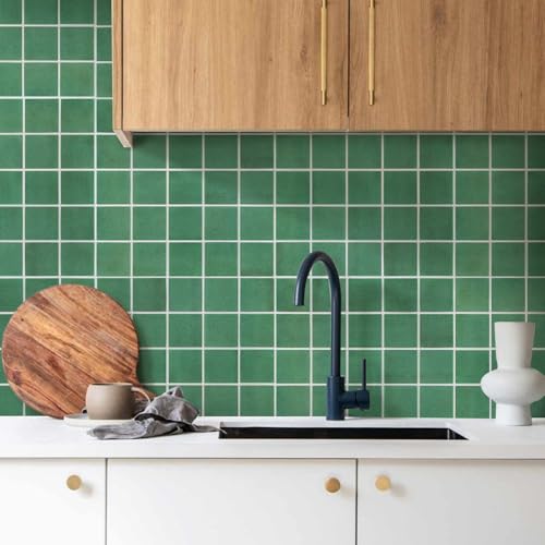 Commomy Matte 3D Peel and Stick Tile,10 Pcs 11.8"x11.8" Forest Green - color: Jungle Green