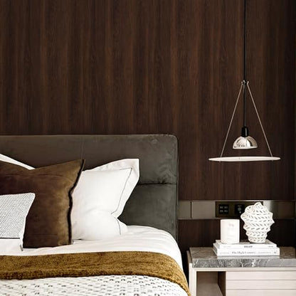 Wood Grain Contact Paper Self Adhesive Peel and Stick Wallpaper for Cabinet - color: Dark Brown, size: 11.8" x 118"