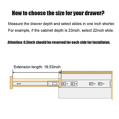 10 Pair of 20 Inch Full Extension Side Mount Drawer Slides - color: 10 sets, size: 20 Inch