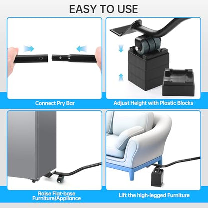 Furniture Lifter Tool, Appliance Lifter, Save 80% Effort, Lift Up to 400 Pounds Heavy Items, Furniture Lifter Jack for Heavy Furniture Appliance, Safely and Easily Lifting Furniture and Appliances - size: 24 IN - 400 LB