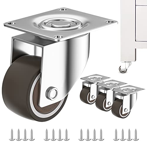 1 inch Caster Wheels Set of 4, Low Profile Wheels for Furniture, No Noise Mini Swivel Rubber Casters, with 360 Degree Top Plate for Small Furniture - style: 1 "