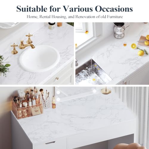 Peel and Stick Wallpaper White Marble Contact Paper for Dry Textured Wall - color: Gray/White, size: 15.7" x 200"