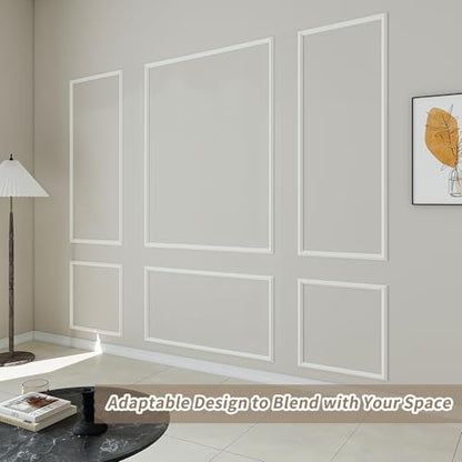 JBER Peel and Stick Wall Molding Kit, 6 Pre-Cut Wainscoting Panels - color: White-3 Pack-A, size: 78 x 24 in+78 x 48 in