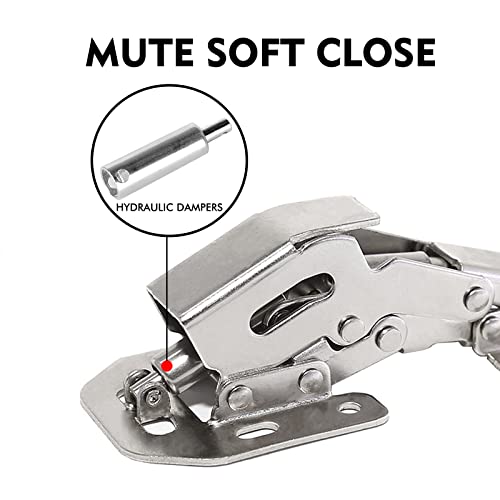 4 Pack Soft Close Damping Hinges, 90 Degree Concealed Cabinet Hinges with Slotless Design, Easy to Install for Cupboards, Drawers, Windows and Cabinet Doors