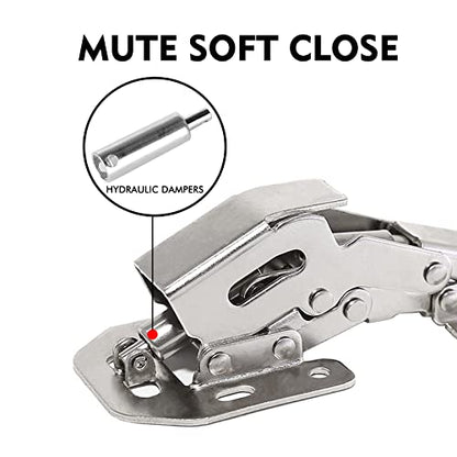 4 Pack Soft Close Damping Hinges, 90 Degree Concealed Cabinet Hinges with Slotless Design, Easy to Install for Cupboards, Drawers, Windows and Cabinet Doors