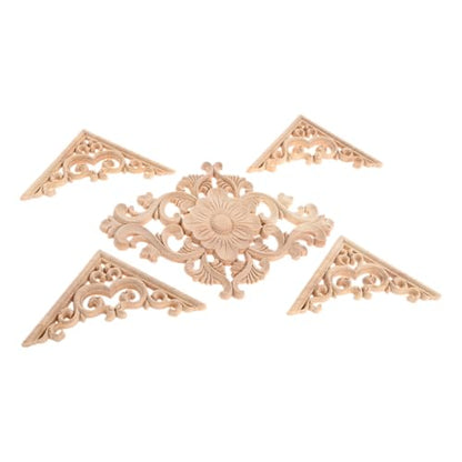 5Pcs Wood Appliques Onlays Classic Decorative Furniture Appliques Set A - color: Set A