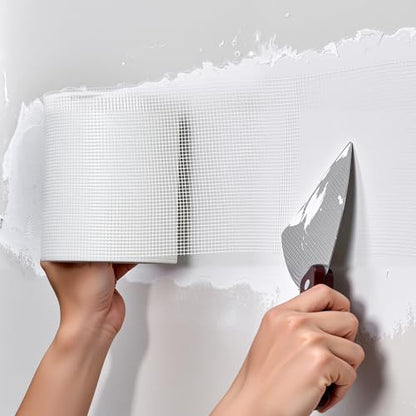VEVOR Drywall Mesh Tape, 5.91 inch W x 98.43 ft L Self-Adhesive Fiberglass Drywall Joint Tape, 12 Rolls Dry Wall Patch for Easy Sheetrock Ceiling Crack Repair, to Achieve Smooth Even Wall Surface - color: White - 12-pack