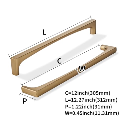 khtumeware 5 Pack Solid Handles 12-Inch(305mm) Champagne Bronze Cabinet Pulls,Heavy Duty for Kitchen Cabinets, Cupboards, Drawers and Bathroom Hardware - color: Champagne Bronze, size: 12"(305mm) Hole Center, style: 5-Pack