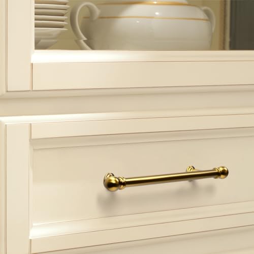 YAGU 6 Pack Champagne Bronze Kitchen Cabinet Handles 5 Inch(128mm) Hole Center Solid Dark Gold Dresser Drawer Pulls Honey Bronze Furniture Hardware for Cupboard Wardrobe Closet Vanity - color: Champagne Bronze, size: 6 Pack, style: 5''/128MM Hole Center