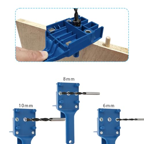 Joyzan Wood Doweling Hole Drill Guide, Dowel Jig Drilling Kit Handheld - color: Blue