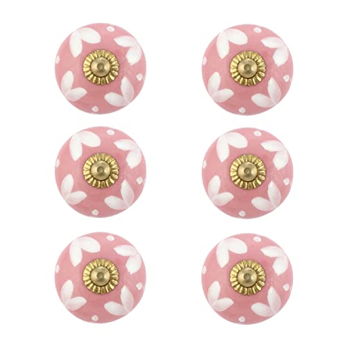 Drawer Knobs - Handmade Ceramic Dresser Pull Handle Kitchen Cabinets Countryside Farmhouse Boho Decor Furniture Hardware - Pink Heart - Pack of 4 - color: Pink Heart
