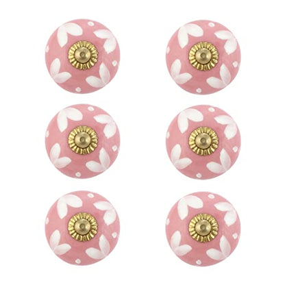 Drawer Knobs - Handmade Ceramic Dresser Pull Handle Kitchen Cabinets Countryside Farmhouse Boho Decor Furniture Hardware - Pink Heart - Pack of 4 - color: Pink Heart
