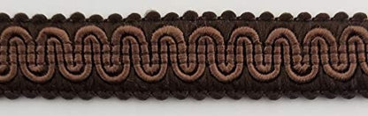 1/2" Scroll Braid Gimp w/Backing - 10 Continuous Yards - Many Color Options! (Brown) - color: Brown