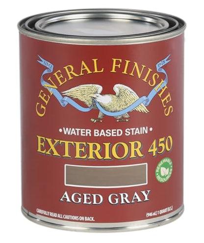 General Finishes Exterior 450 Water Based Wood Stain, 1 Quart, Aged Gray - color: Aged Gray, size: 1 Quart