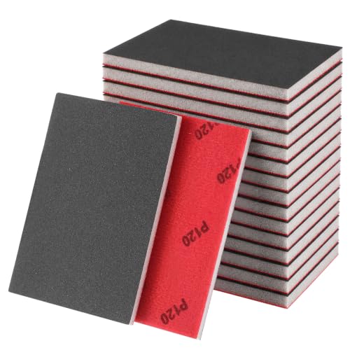 30 Pcs 120 Grit Sanding Sponge, Ultra Fine Sanding Sponges Pads, Soft Foam Shine Block Wet Dry Polish Pads, Ultra Fine Grit Sandpaper for Model Drywall Metal Wood Furniture Polishing - style: 120 Grit