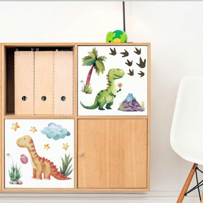 Peacoblue Cute Dinosaurs Rub On Transfers for Furniture Craft 6"x12" - style: Cute Dinosaurs
