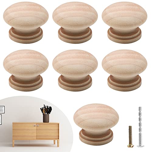 Waziaqoc 15PCS Unfinished Wooden Cabinet Knobs, 1-3/8 inch, Natural - color: Natural Wood