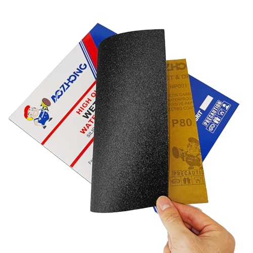 80 Grit Sand Paper, 9 x 11 Inch, 10 Pcs Wet Dry Sandpaper Sheets, Silicon Carbide for Wood, Metal, Automotive Sanding and Polishing, Waterproof and Durable - style: 80 Grit