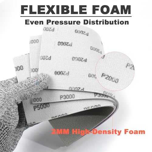 Performance Foam Sandpaper Sheets: 3Pcs, 2000 3000 5000 Assorted Grit