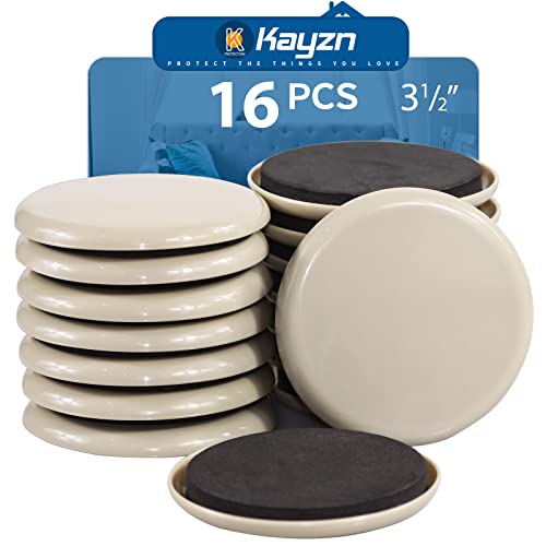 Furniture Sliders 16pcs 3 1/2 inch - Heavy Duty Reusable Round Sliders - size: 16pcs 3.5" Beige
