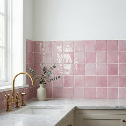 24 Sheets Blush Pink 6"x6" Peel and Stick Subway Tile Backsplash - color: Blush Pink, size: 24 Pcs 6" x 6" x 0.05"