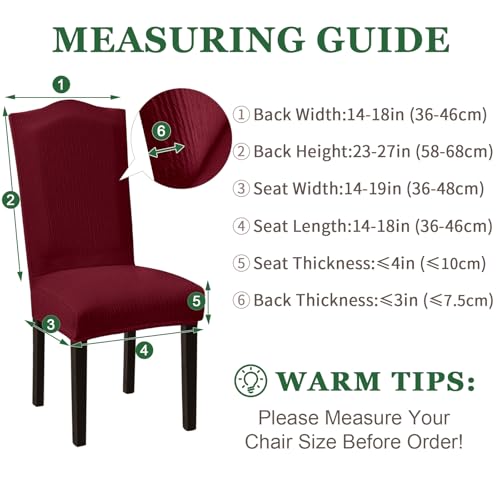 Sufdari Dining Room Chair Covers - Set of 4, Burgundy Non-Slip Spandex Stretch Dining Chair Slipcovers for Dining Room & Hotel (Extra Large) - color: .Burgundy, size: XL-4 PC