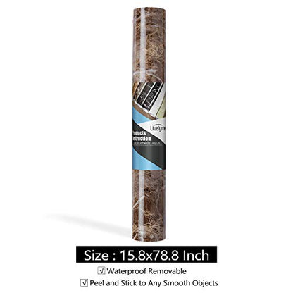 Livelynine Peel and Stick Countertops 15.8x197 Marble Wallpaper for Bathroom Self Adhesive Counter top Covers Renter Friendly Countertop Contact Paper Waterproof Kitchen Vinyl Wrap Desk Cover Table - color: Coffee Marble, size: 15.8" x 197"