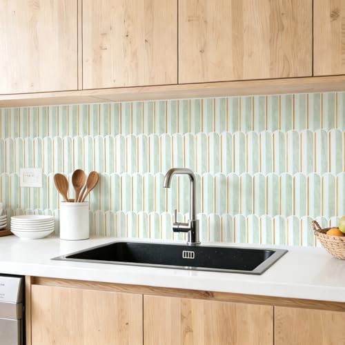 Art3d Arrowhead Design Peel and Stick Backsplash, 10-Pack, Gray & White - color: Dolomite Gray & White With Light Gold