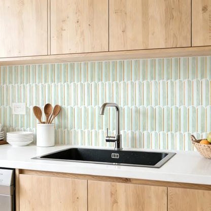 Art3d Arrowhead Design Peel and Stick Backsplash, 10-Pack, Gray & White - color: Dolomite Gray & White With Light Gold