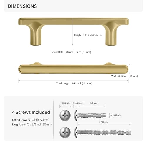 Lardmon 10 Pack Champagne Bronze Modern Cabinet Pulls 4.4 Inch(112mm) Total Length | 3 Inch(76mm) Hole Center Bar Pulls Kitchen Cabinet Handles Solid Drawer Pulls Heavy Duty Kitchen Hardware - color: Champagne Bronze, size: 3 Inch Hole Center, style: 10 P