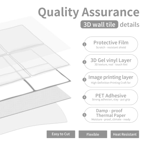 6X6 in Classic White Peel-Stick Tile,24 Sheets Backsplash Tiles - color: White
