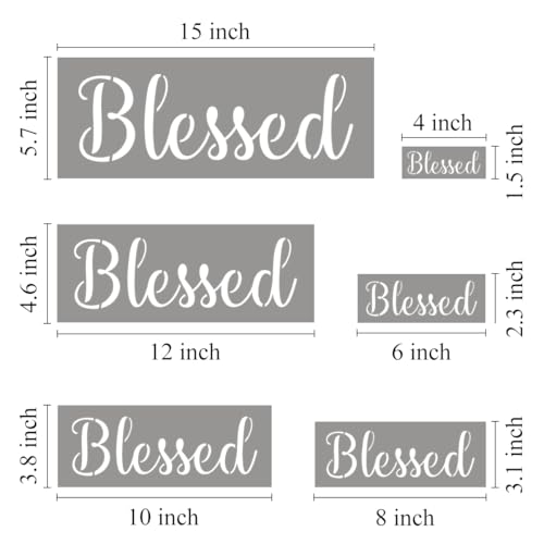 Large Blessed Stencils for Painting - 6 Pack Blessed Stencil Templates for Painting on Wood, Reusable Letter Stencils for Chalkboard Wood Crafts Signs & Home Front Door Mat Decorations - style: Blessed