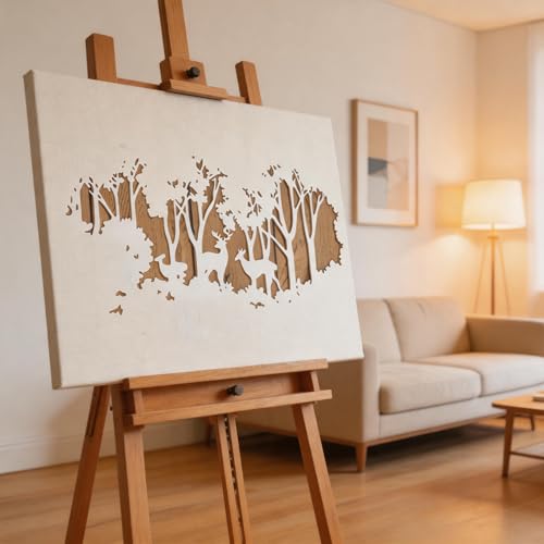 TIAMECH A4 Reusable Rustic Winter Forest Reindeer Stencil for Painting - style: Reusable Rustic Winter Forest