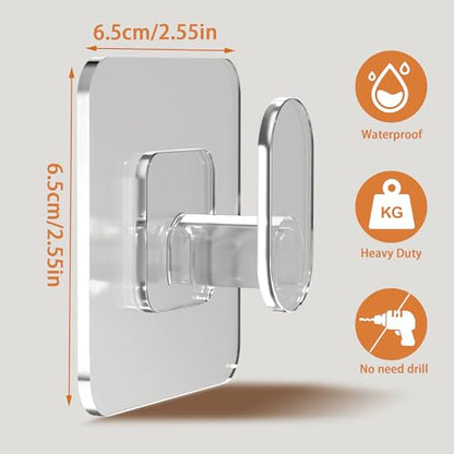 DELITON Clear Cute Storage Hooks, 10 Packs, Adhesion - Stick on Wall for Bathroom Towel&Hanging Robe, Coat - color: Transparent-10