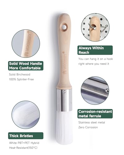 VOOMEY 1 Inch Round Paint Brush for Trim, Furniture & DIY Projects - size: 1 inch Round Paint Brush